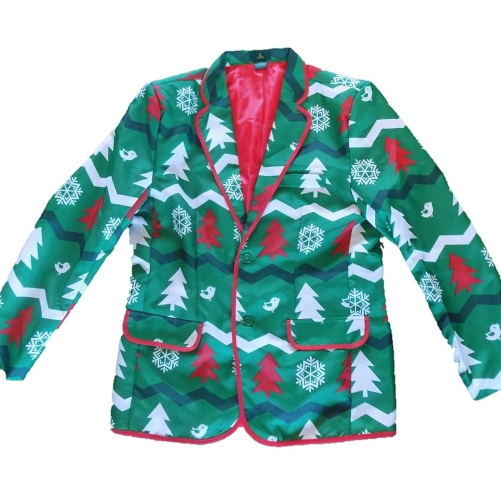 New Men's Christmas Starlight Colorful Polyester Blazer